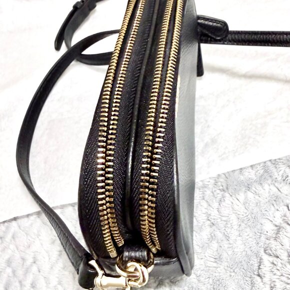 COACH Pebbled Leather Crossbody – Black – Gently Used - Picture 6 of 9